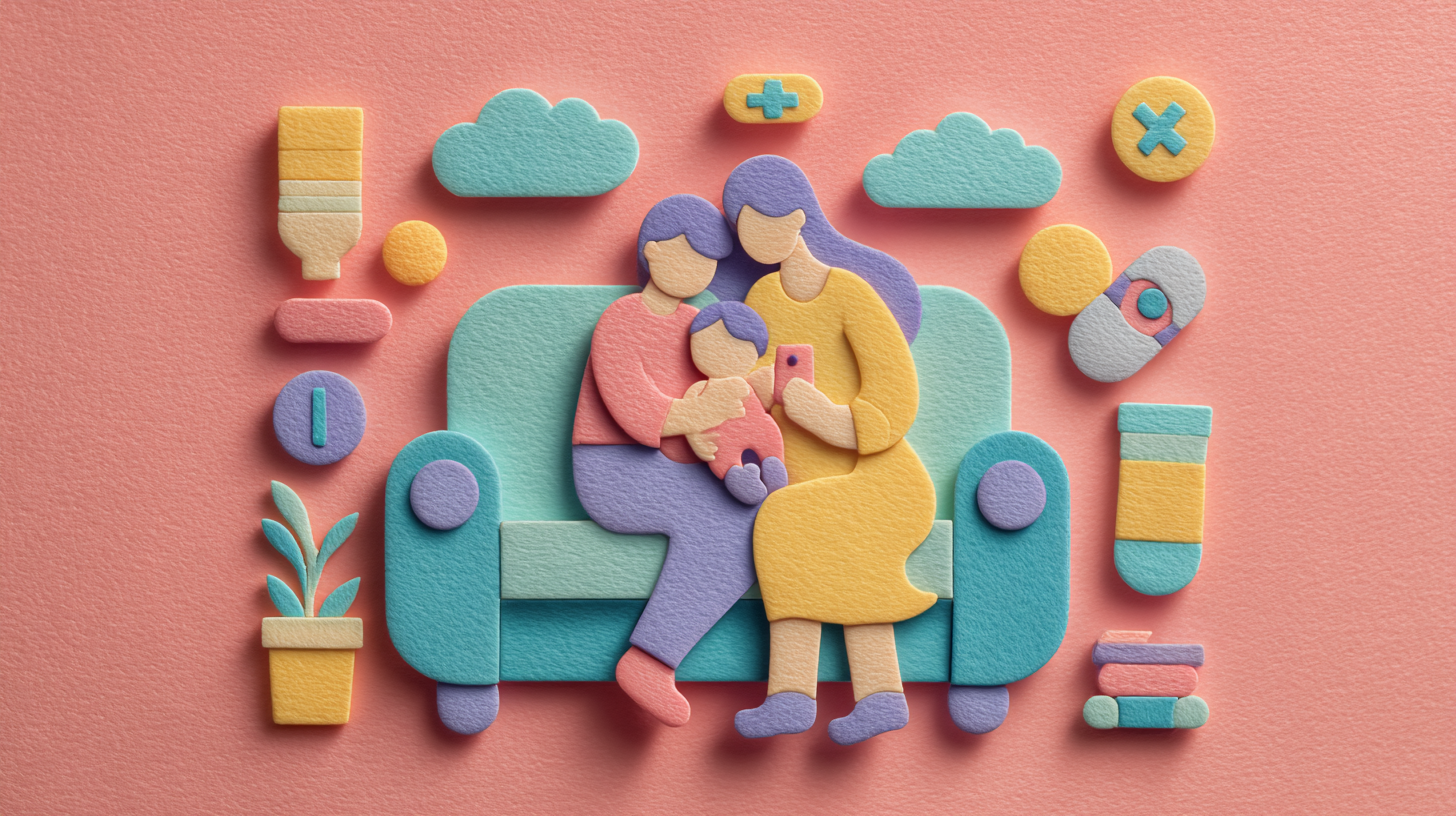 Parent consulting healthcare provider about baby's teething symptoms and feeding challenges