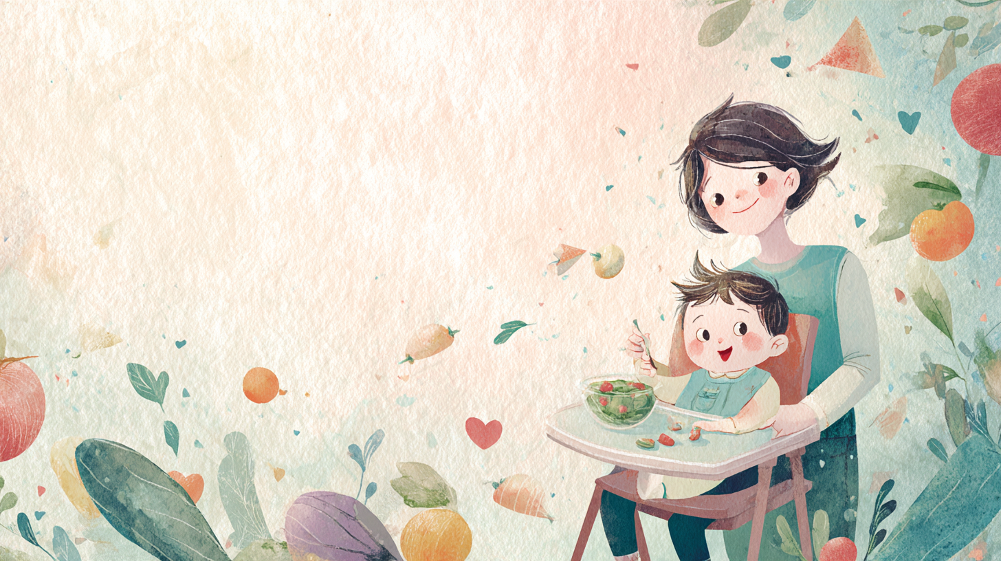 Healthy baby recovered from illness happily eating nutritious meal with parent smiling nearby