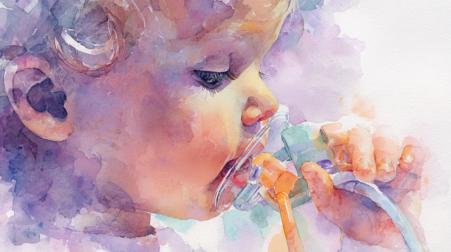 Child learning proper tongue positioning and oral motor coordination with specialized feeding tools