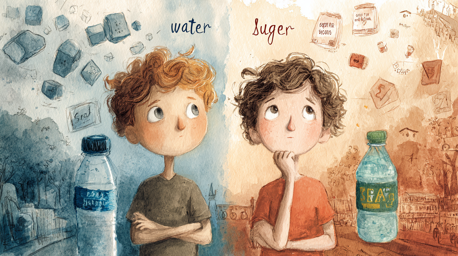 Comparison of water bottle and sports drinks for kids