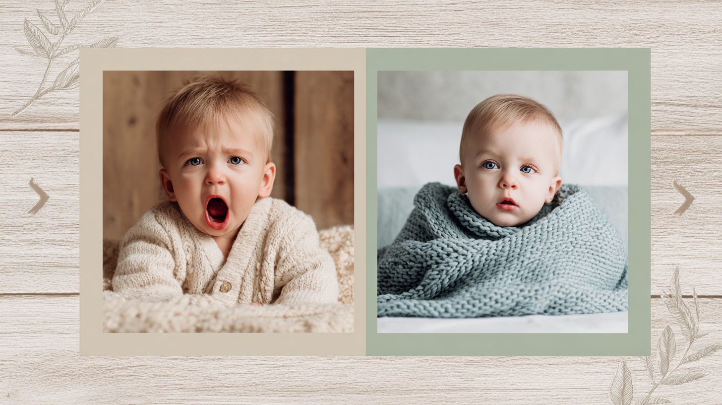 Side-by-side comparison chart showing visual differences between baby gagging and choking responses