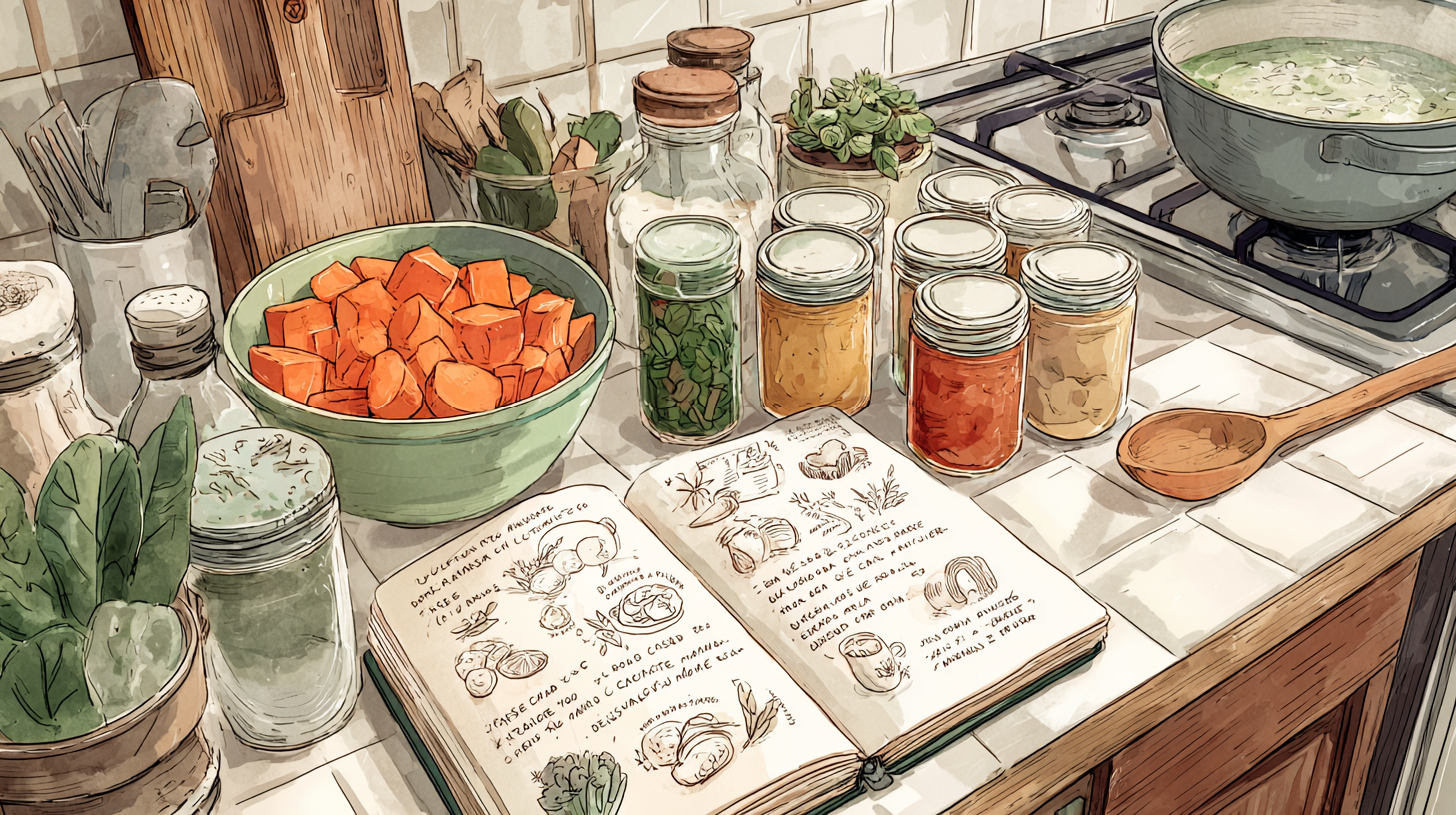 Nutritious baby food preparation with fresh vegetables and whole grains representing WIC approved foods