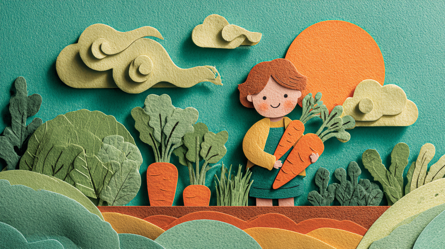 Child harvesting vegetables from garden, learning food origins through direct experience