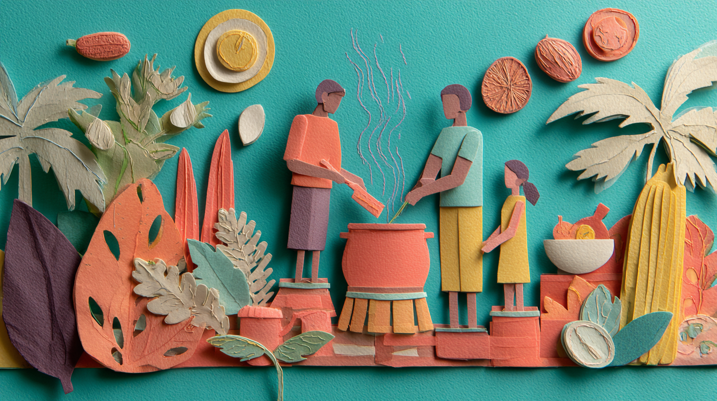 Kids helping in the kitchen preparing colorful plant-based meal