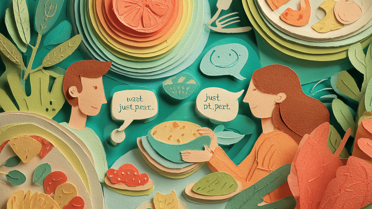 Parents teaching children about appropriate portion sizes at dinner table