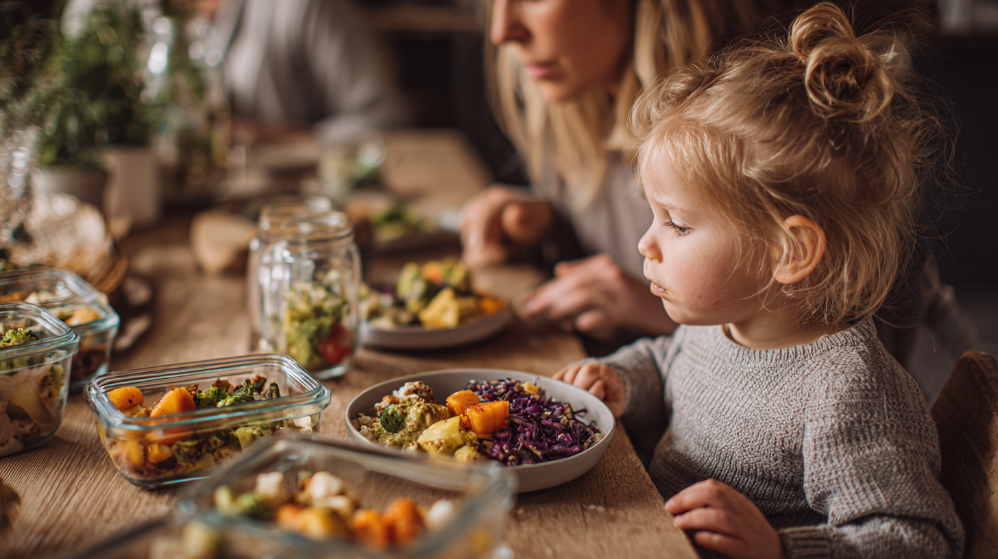 Family enjoying a strategic leftover meal together at dinner table, showcasing meal planning efficiency and reducing cooking frequency