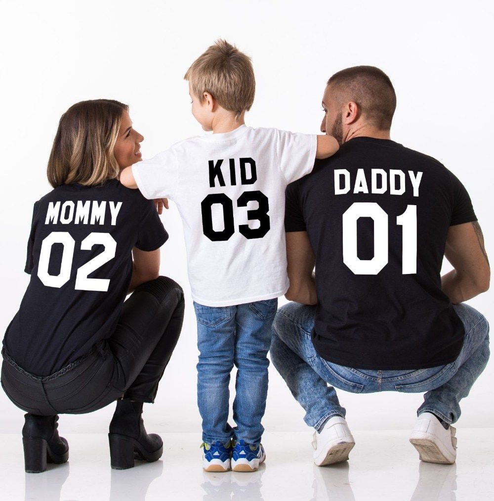 Family Matching Clothes 2017 Hot Sale Family Look Cotton T shirt DADDY MOMMY KID BABY Funny 3