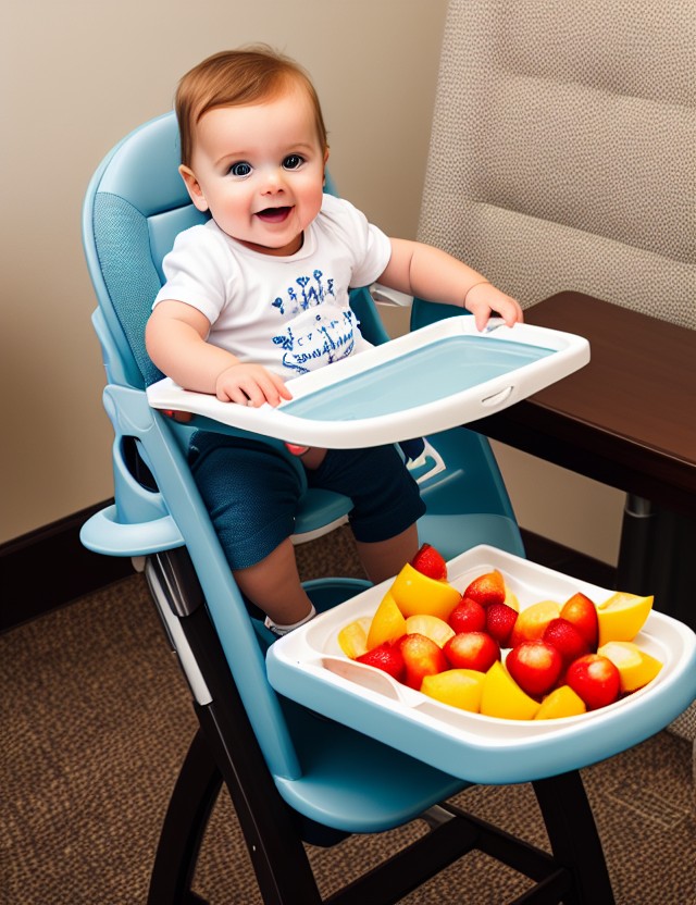 RPG 40 A photo of a baby sitting in a high chair reaching for a pi 0