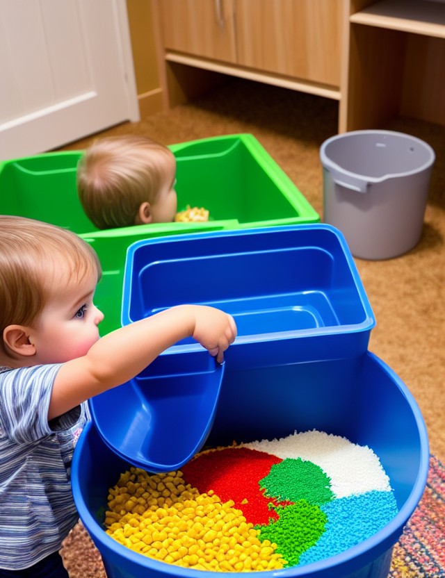 RPG 40 A photo of a toddler exploring a sensory bin filled with di 0