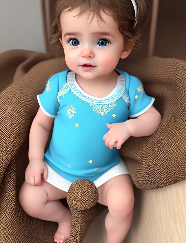 RPG 40 Beautiful Baby Yoga outfit with serious gaze highly det 2