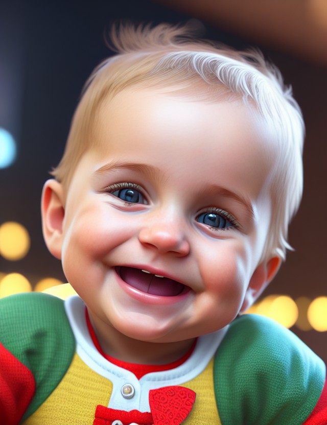 RPG 40 Cute smiling Baby playing with app on ipad highly detailed u 1
