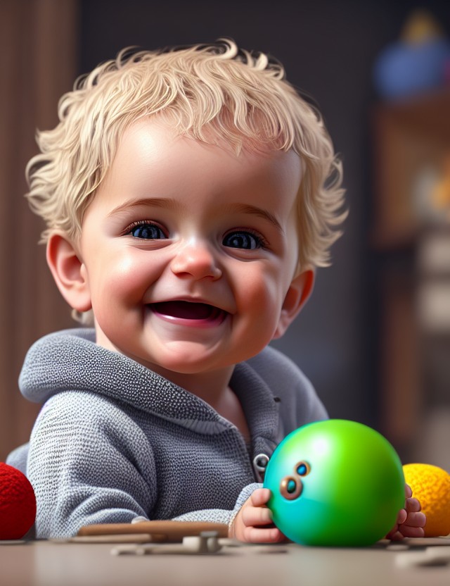 RPG 40 Cute smiling Baby playing with toy highly detailed ultra rea 3