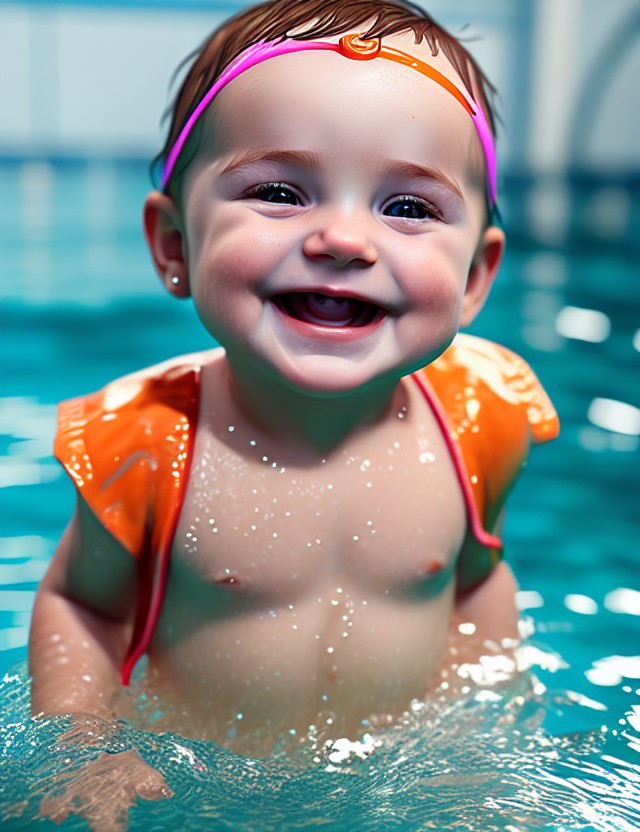 RPG 40 beautiful Baby smiling and doing Swimming highly detail 3