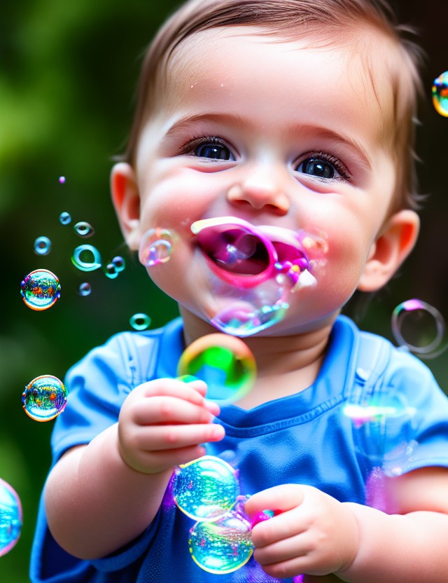 RPG 40 beautiful Baby smiling playing with bubbles sharp focu 1
