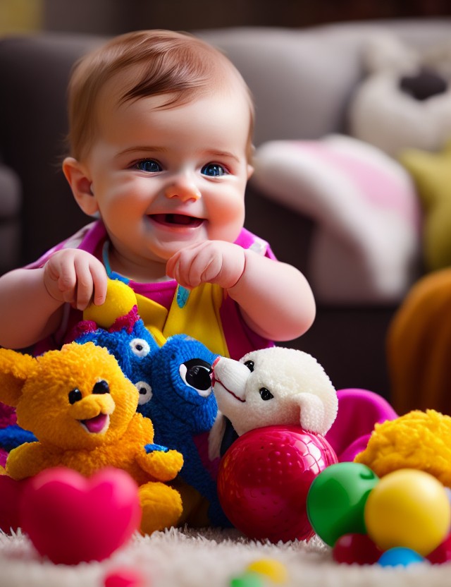 RPG 40 two beautiful Baby smiling and playing with toys togeth 0