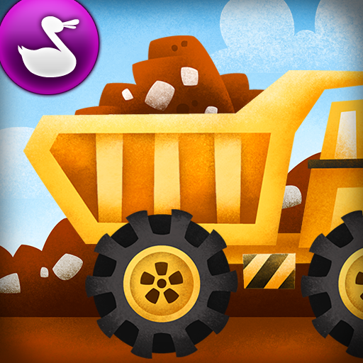 Duck Duck Moose Trucks app showing interactive vehicle activities and motor skill challenges