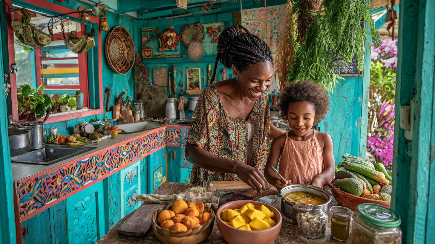 A family cooking together in the kitchen with fresh herbs and spices showcasing healthy sodium reduction strategies