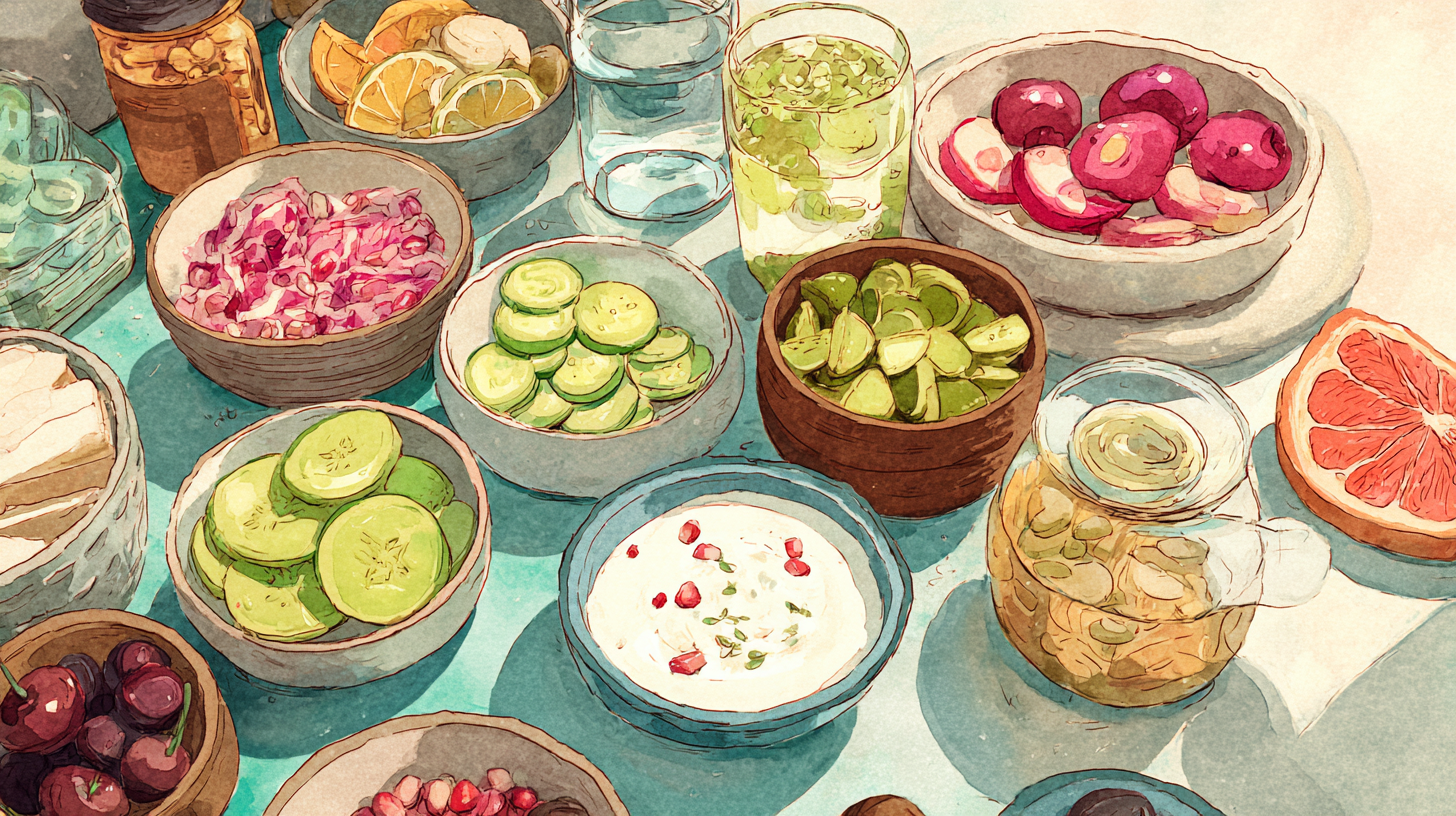 Diverse array of age-appropriate sour foods arranged on family dining table
