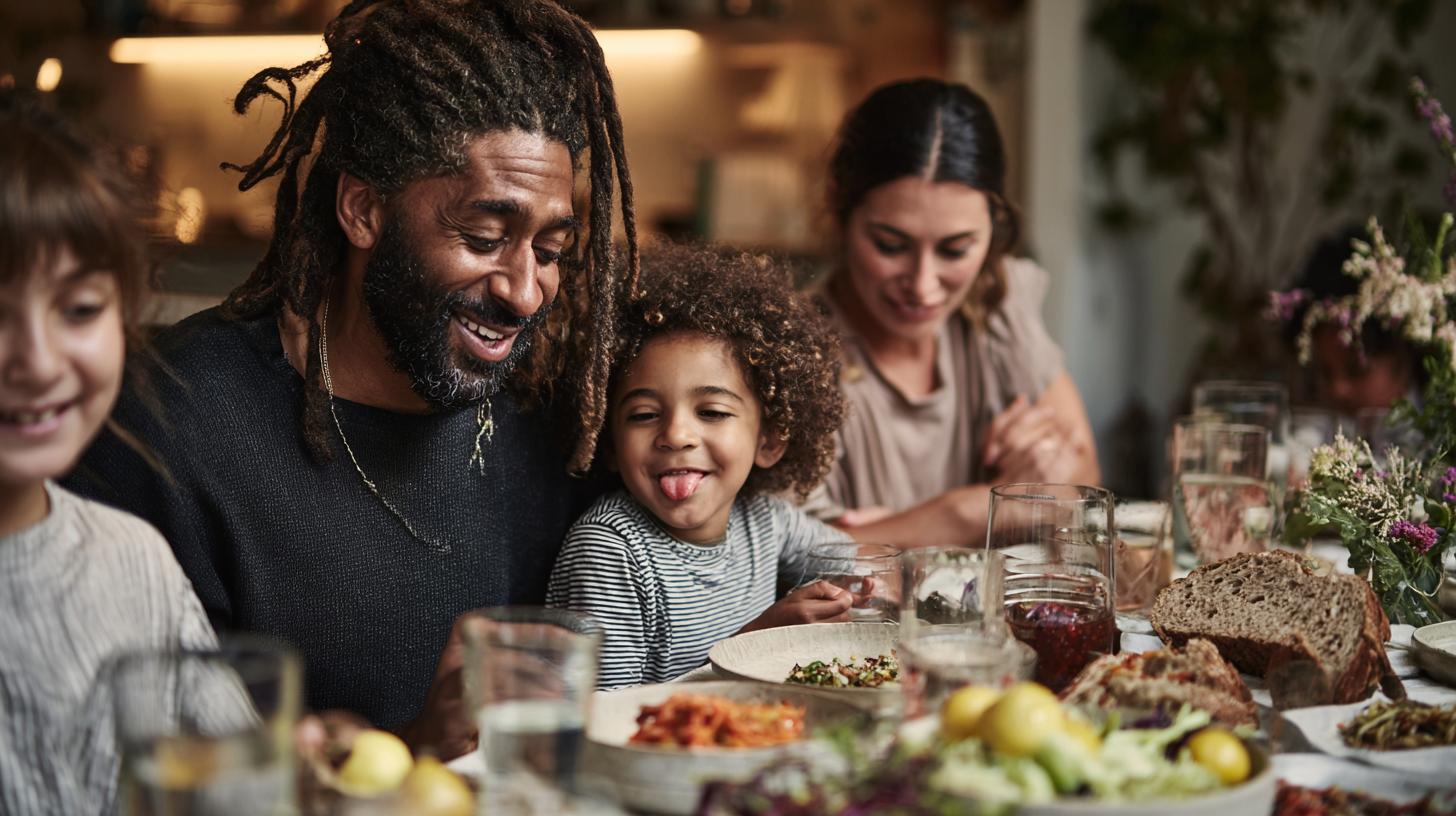 Family gathered around table enjoying diverse cultural sour foods together