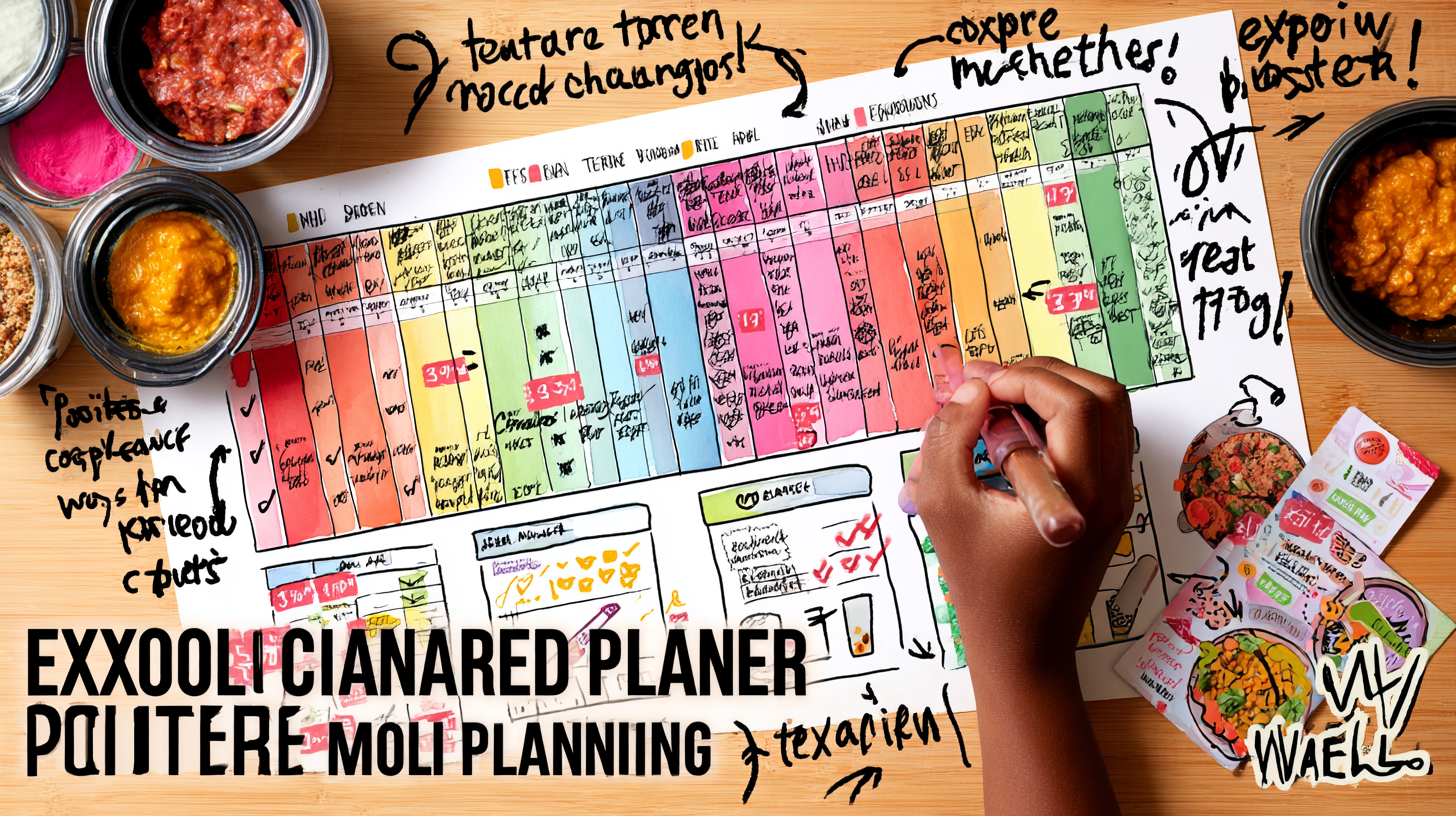 Family meal planning chart with colorful food tracking system for palate expansion journey