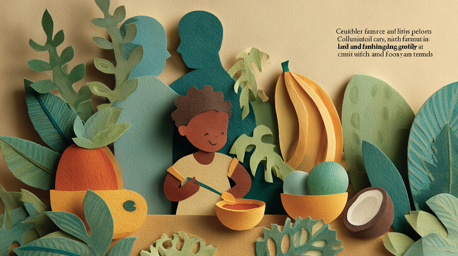Child confidently trying new colorful Caribbean foods with family support and encouragement