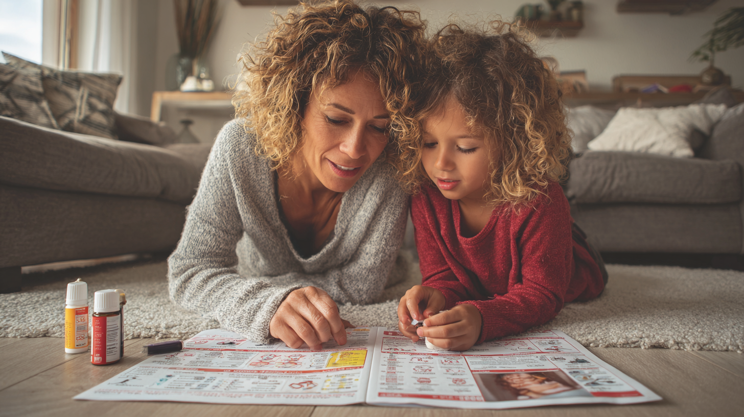 Parent reviewing comprehensive allergy action plan with emergency contacts and step-by-step instructions