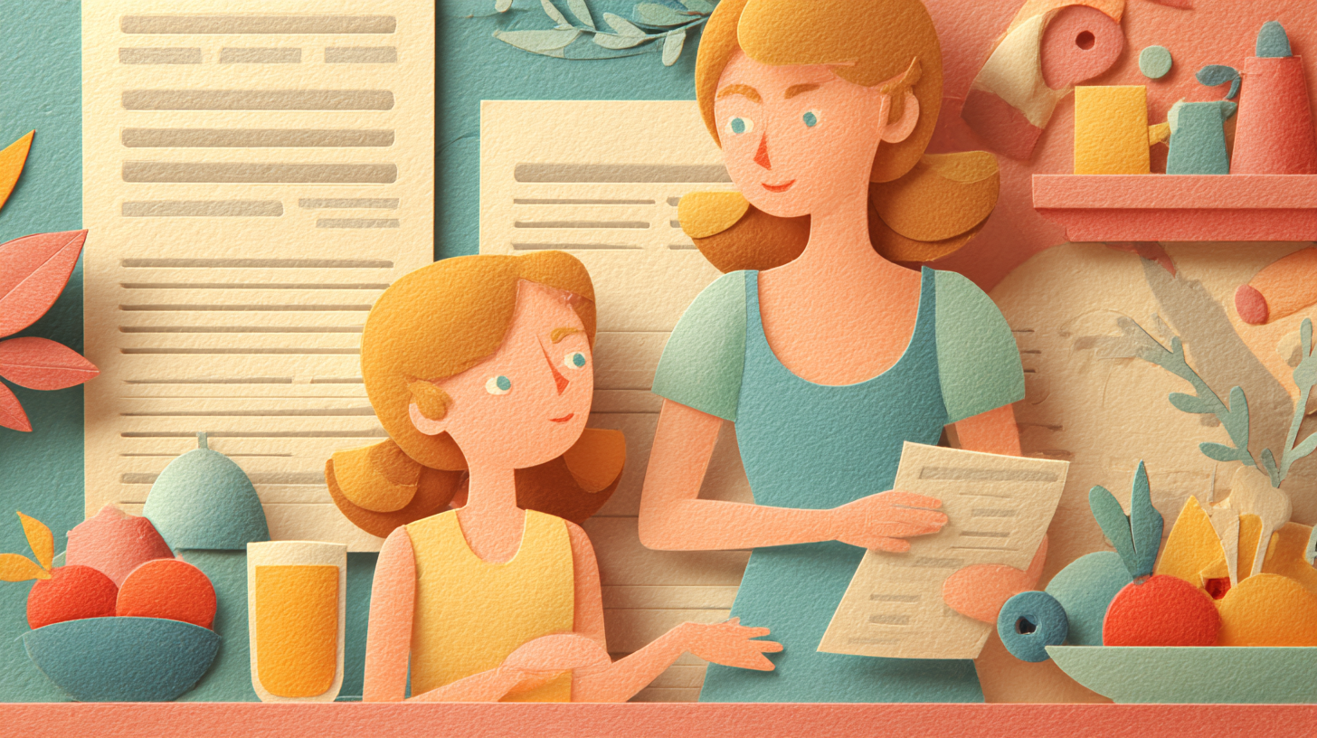 Mother teaching babysitter how to use epinephrine auto-injector with clear step-by-step action plan displayed on tablet