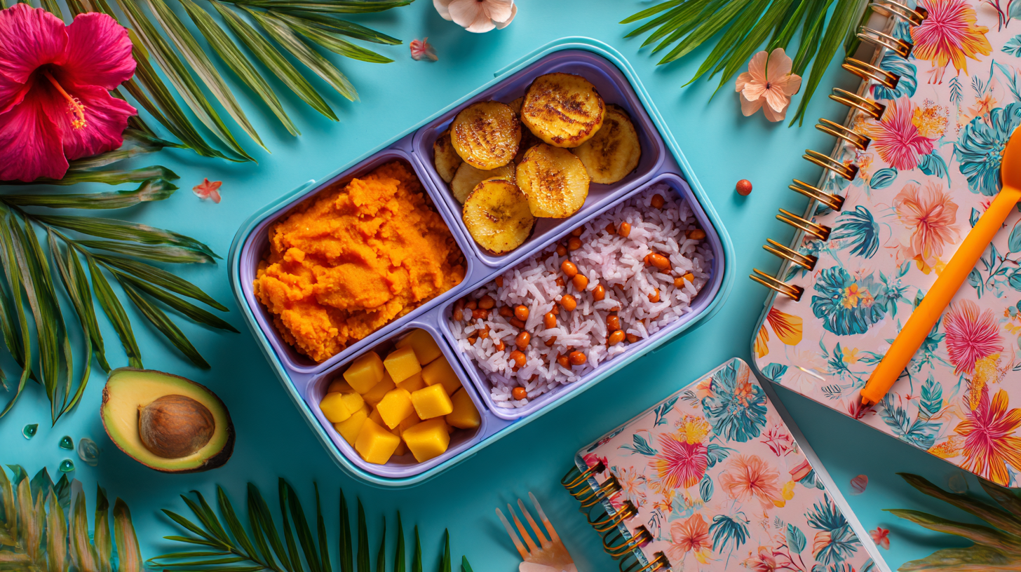 Caribbean-inspired school lunchbox adapted for food allergies