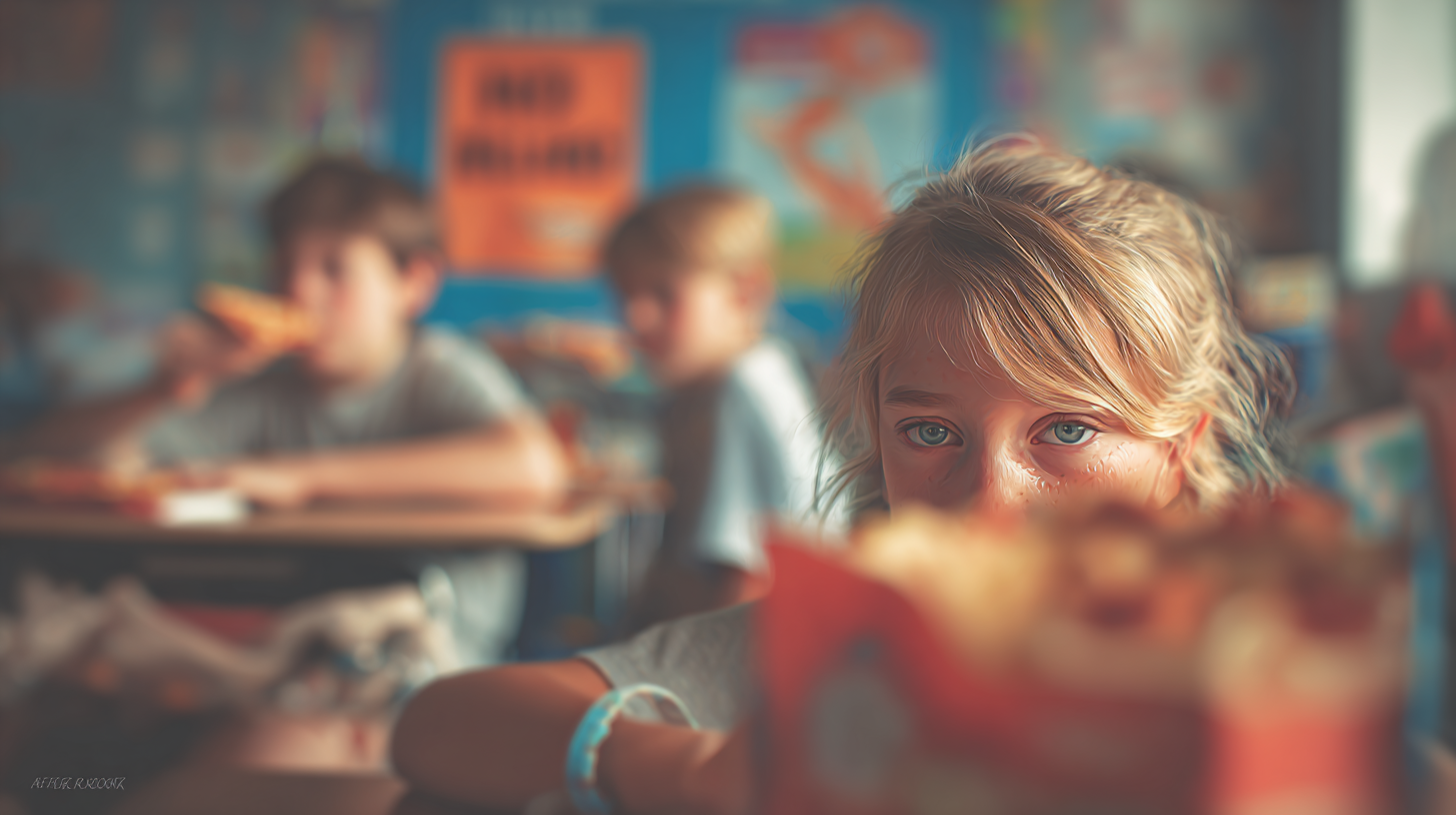 Parent comforting child who experienced food allergy bullying at school