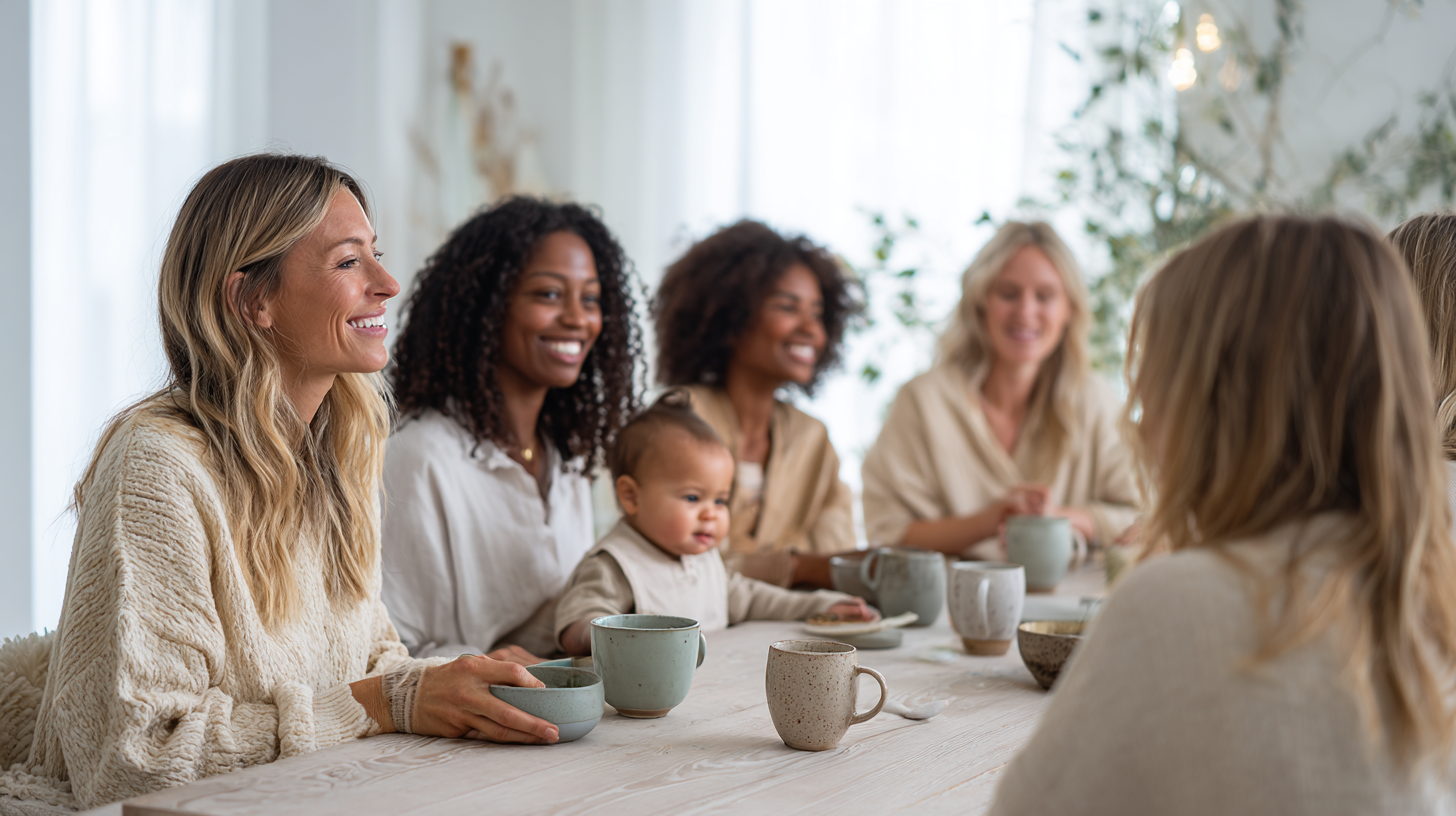 Diverse parents sharing feeding experiences and supporting each other through challenges