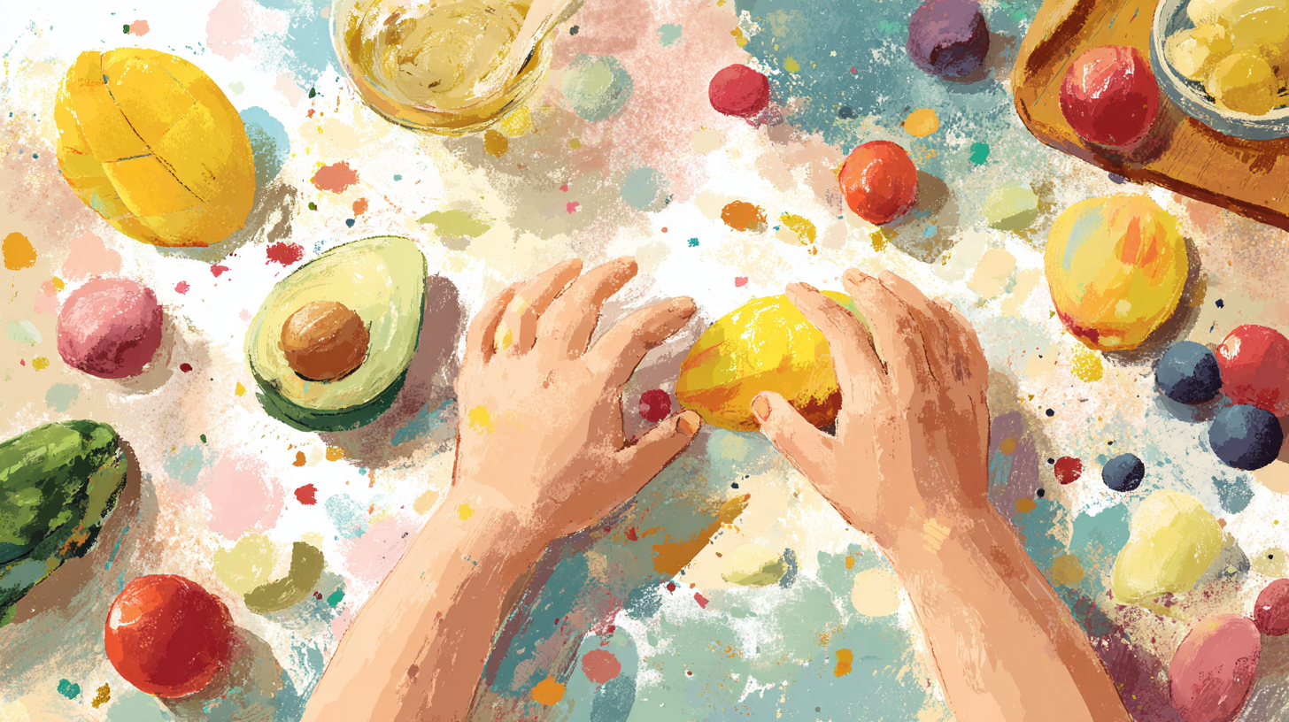 Parent and child cooking together joyfully in kitchen with fresh ingredients and smiles