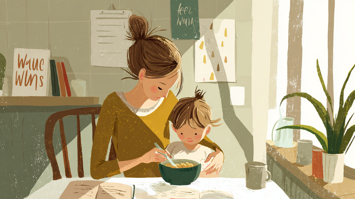 Parent and child sharing a joyful, pressure-free meal focused on connection rather than weight