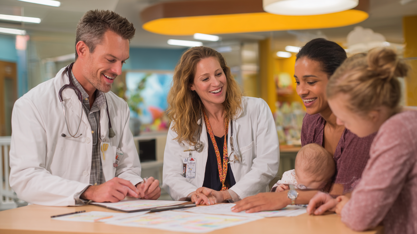 Healthcare professional assessing child's eating patterns and growth with concerned parent