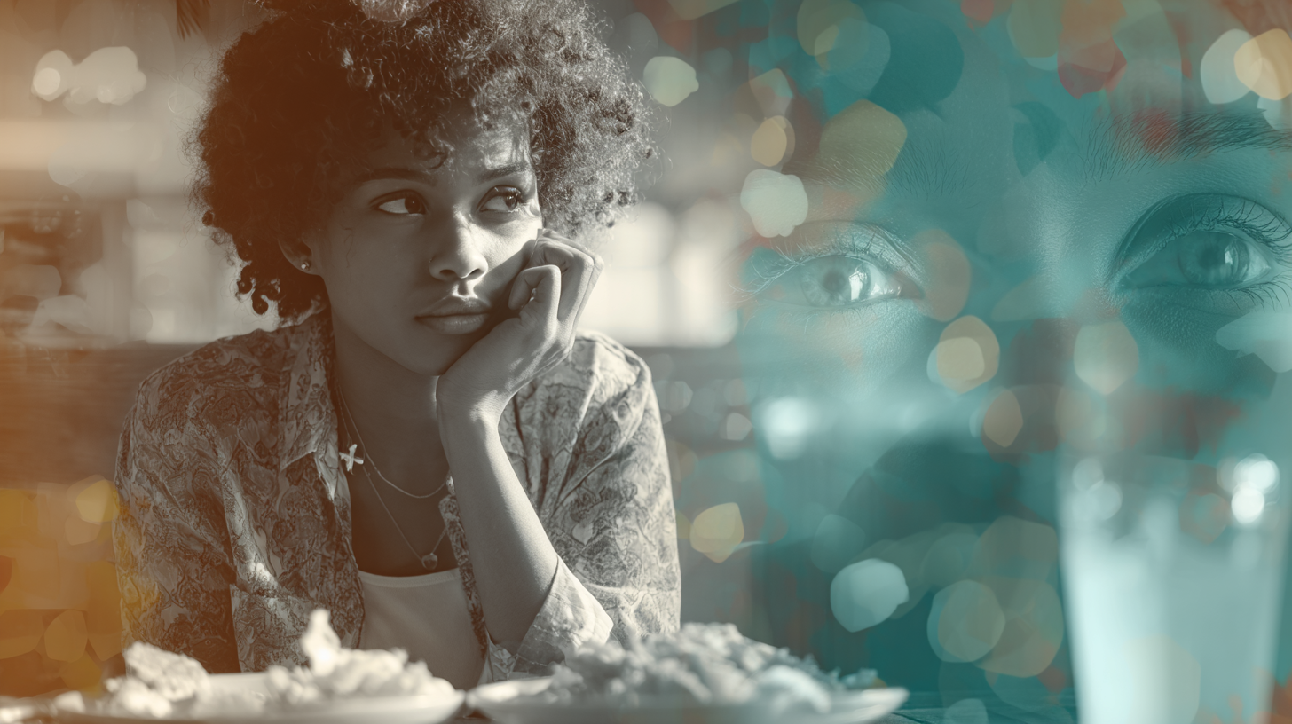 Parent feeling overwhelmed at mealtime with child refusing food, representing the pressure and stress of feeding performance anxiety