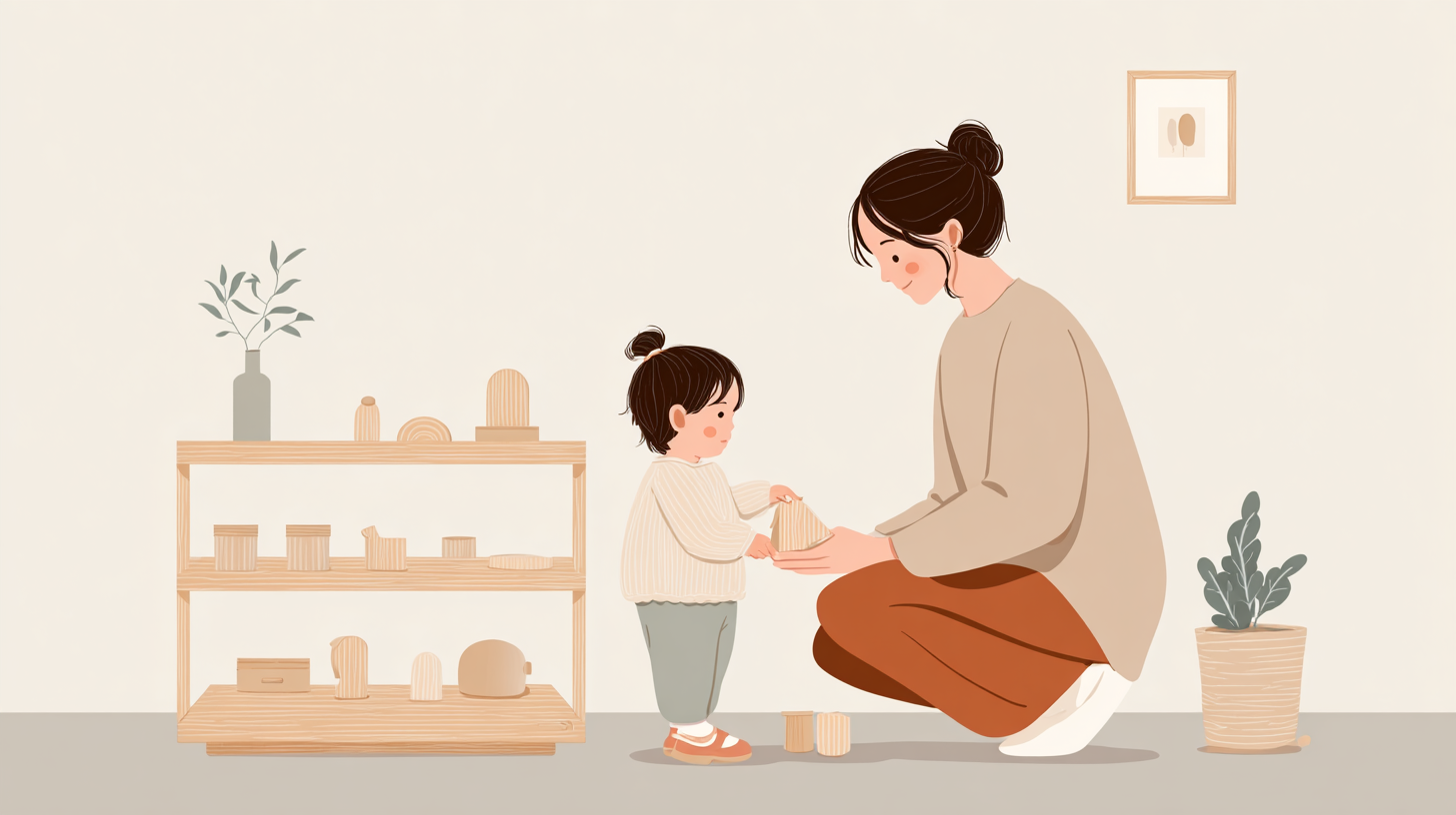 Parent offering choices and autonomy support to child during play and learning activities