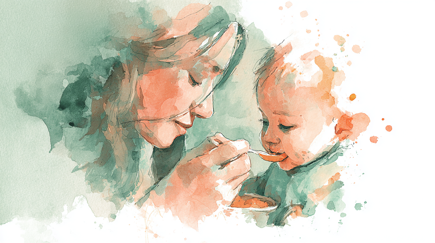 Parent feeding baby with calm and connection during mealtime