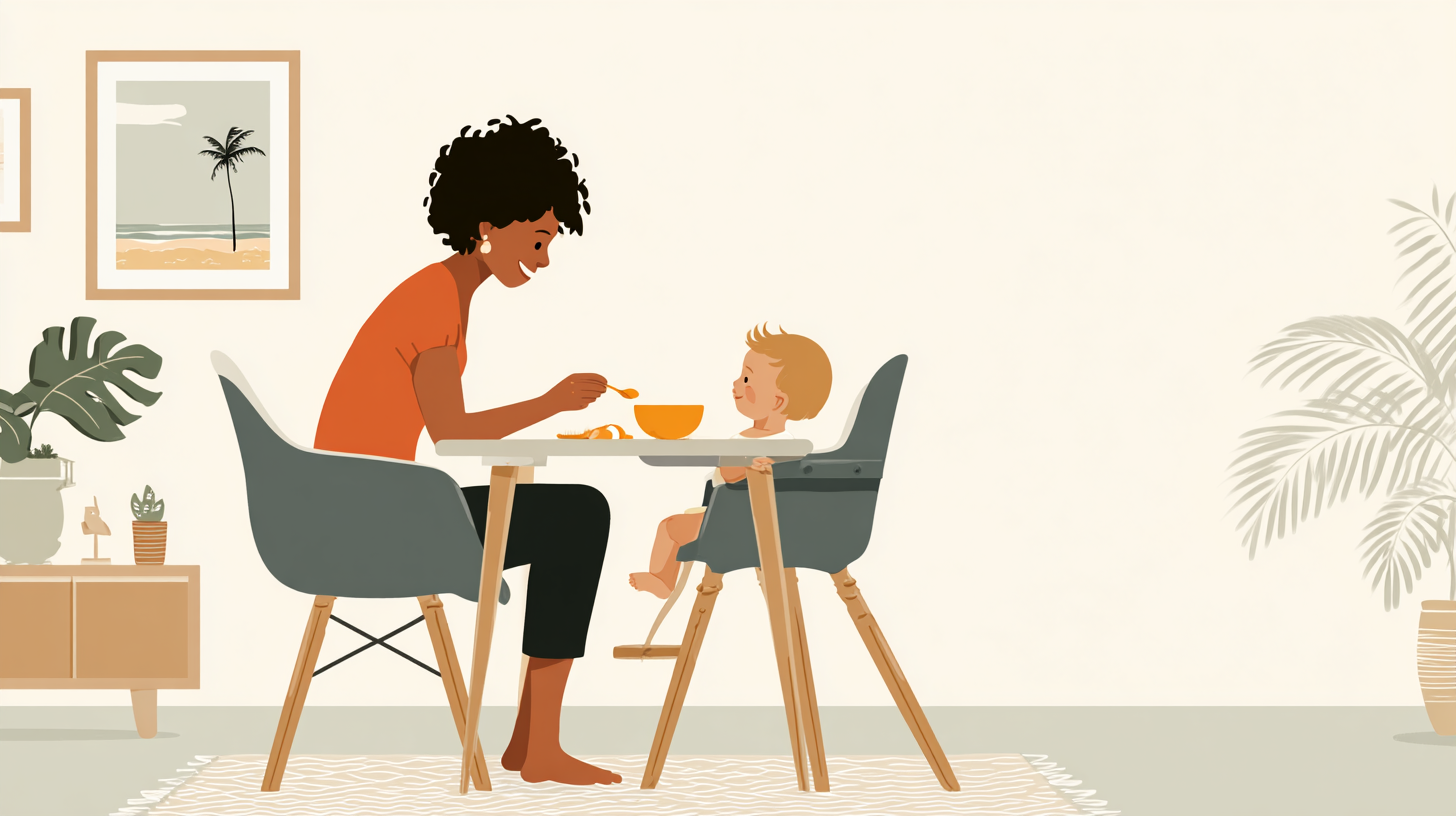 Parent feeding baby with love while reflecting on generational patterns