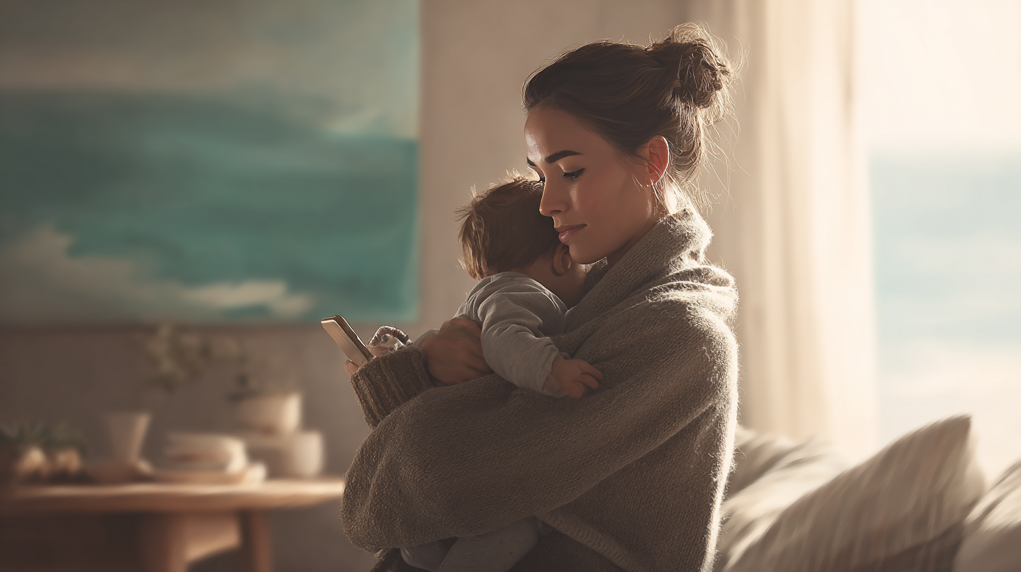 Caribbean parent holding baby with confidence while ignoring external parenting pressure