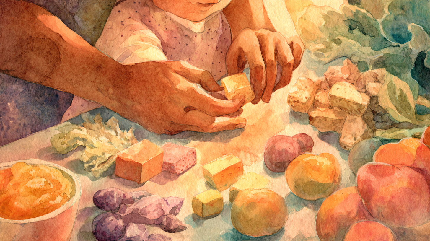 Child exploring different food textures with parent guidance, demonstrating sensory-based feeding therapy approach