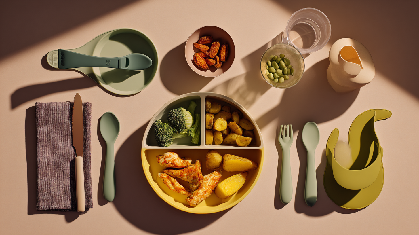 Working parent efficiently preparing quick healthy meal for toddler with minimal mess setup and organized ingredients