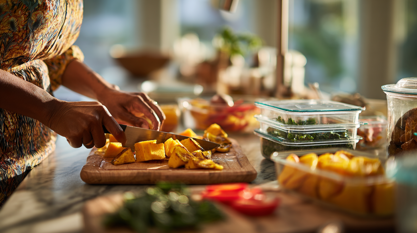 Working mother preparing quick nutritious baby meals in modern kitchen