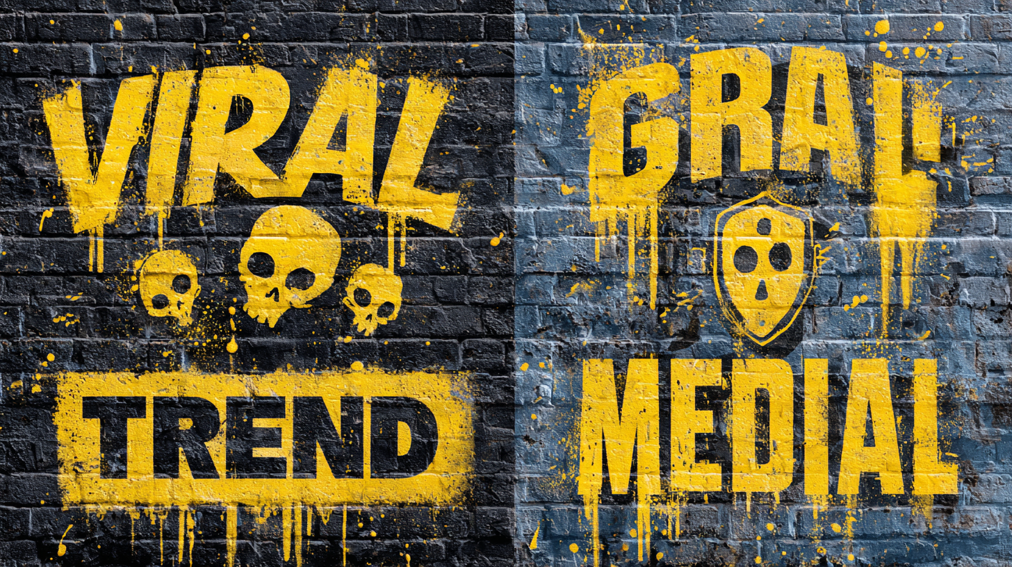 Split image showing viral social media post versus medical warning label