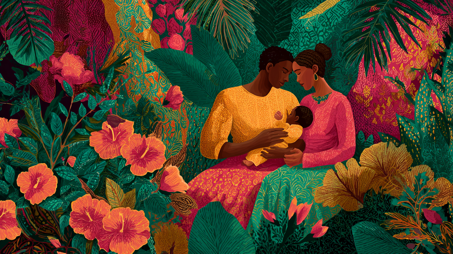 Father supporting mother during infant feeding, showing partnership and teamwork in early parenting
