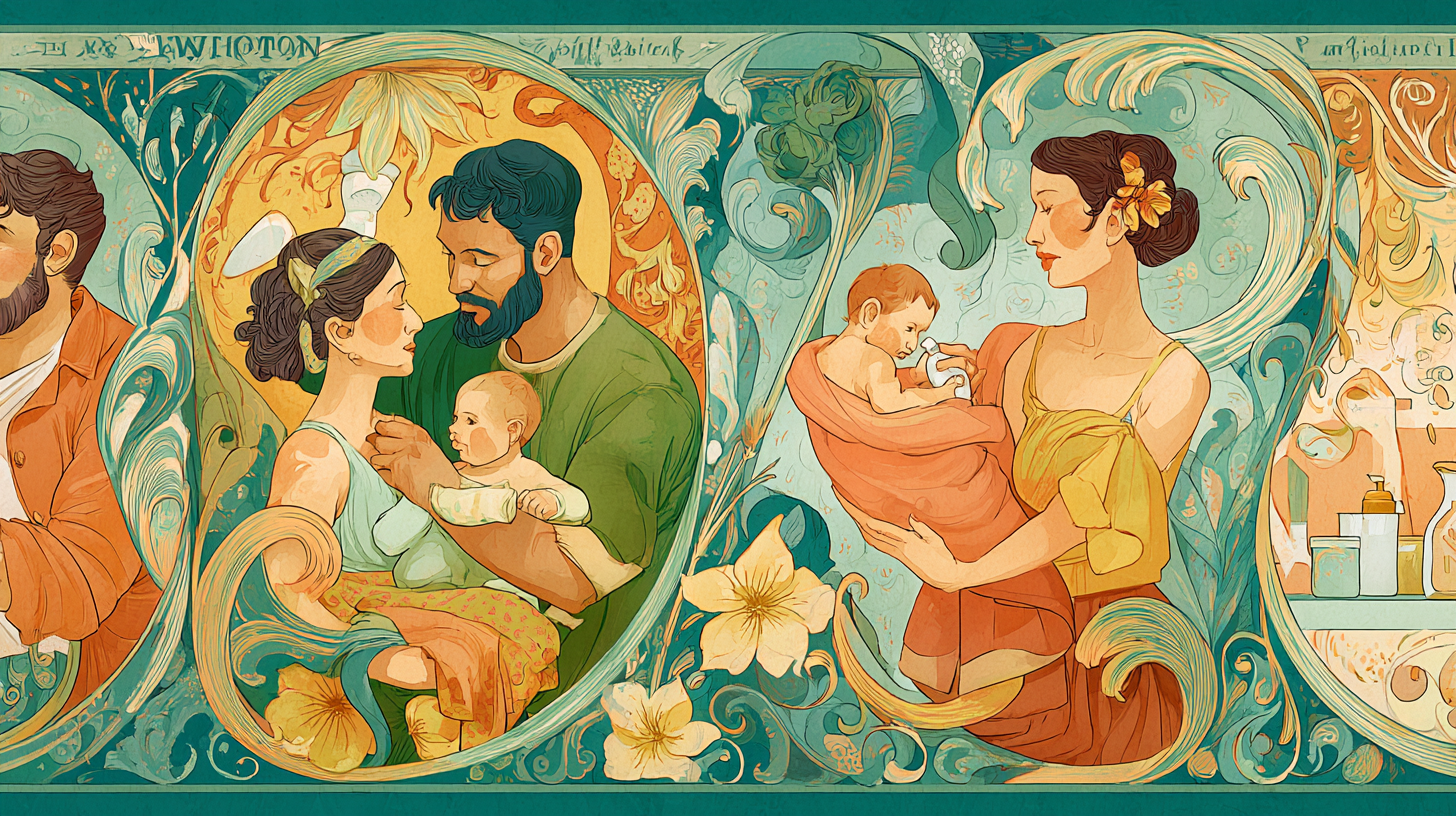 Diverse fathers bonding with infants through non-feeding care activities showing equal partnership