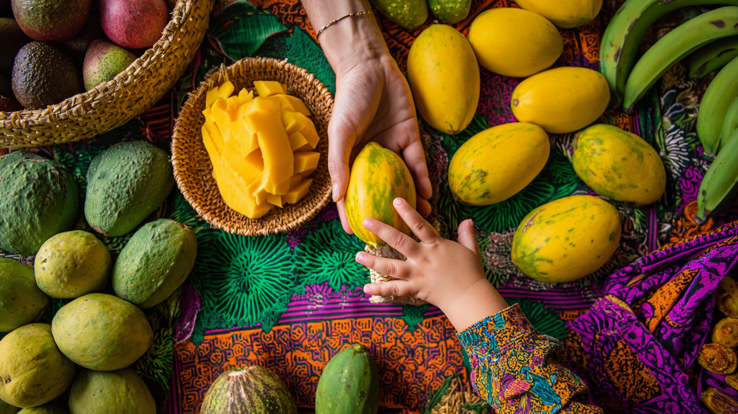 Parent holding toddler while looking at eco-friendly baby food options, representing the balance between sustainability and practical feeding