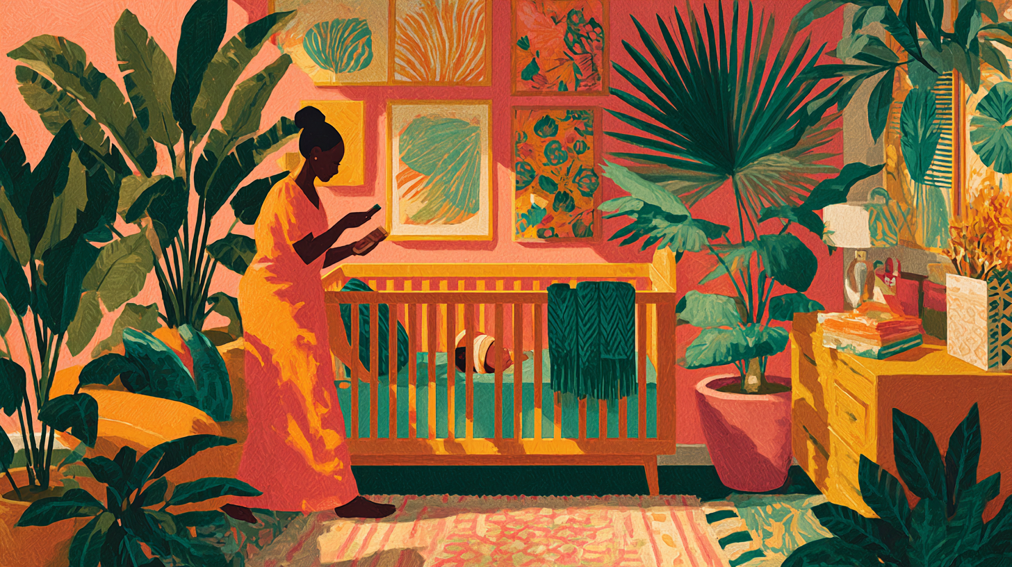 Parent gently sleep training baby with night weaning coordination strategies