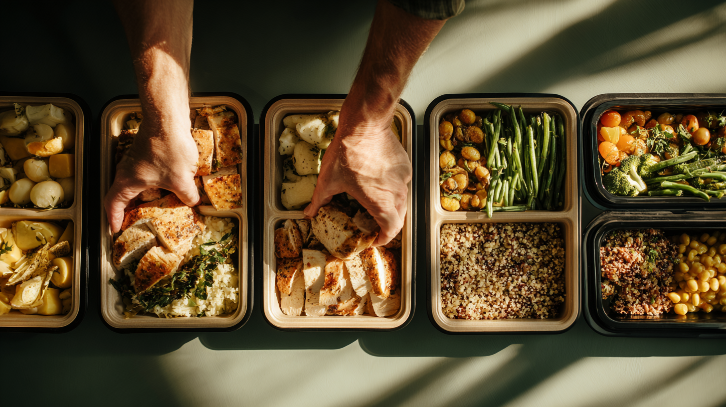 Organized meal prep containers with convenient healthy foods ready for the week
