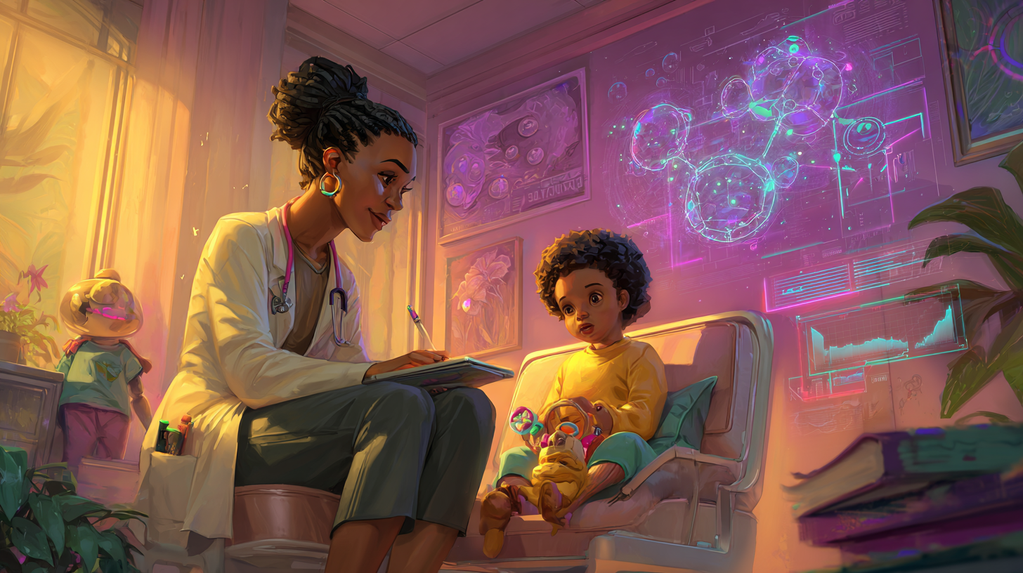 Healthcare provider consulting with parents about vegan baby nutrition plan
