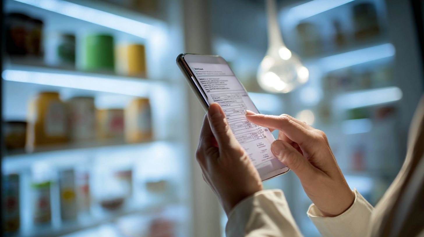 Parent carefully reading food labels in grocery store managing multiple food allergies