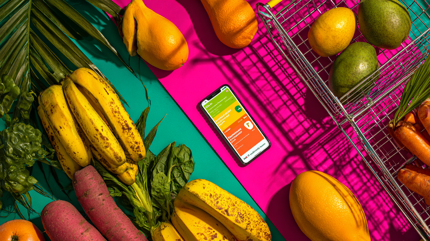Parent using smartphone app to scan food product barcode while grocery shopping